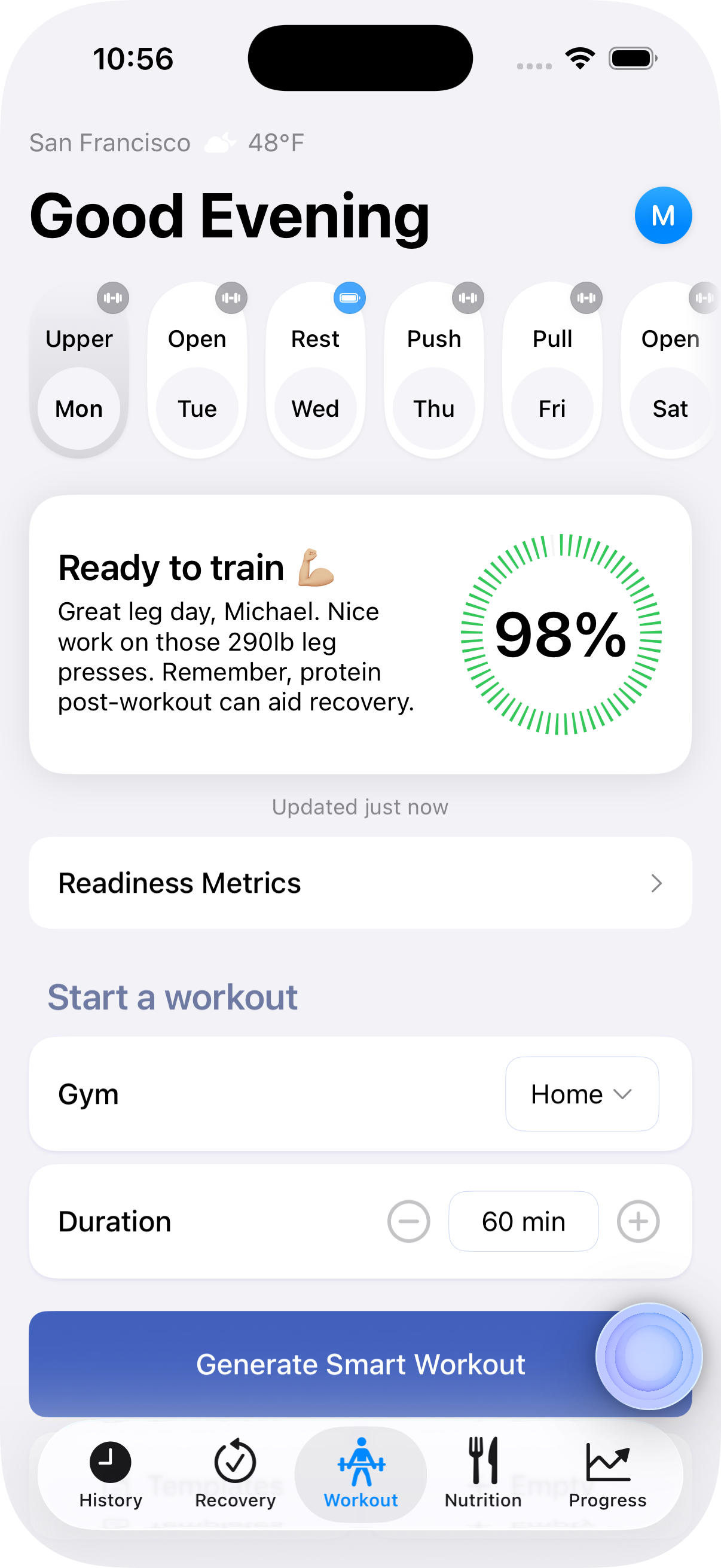 Iridium readiness home screen